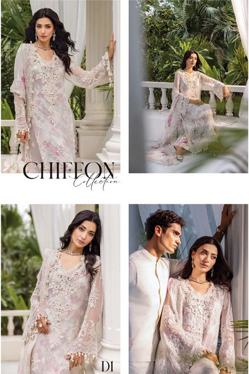 3 Piece Unstitched Embroidered Chiffon Suit | MPC-25-101