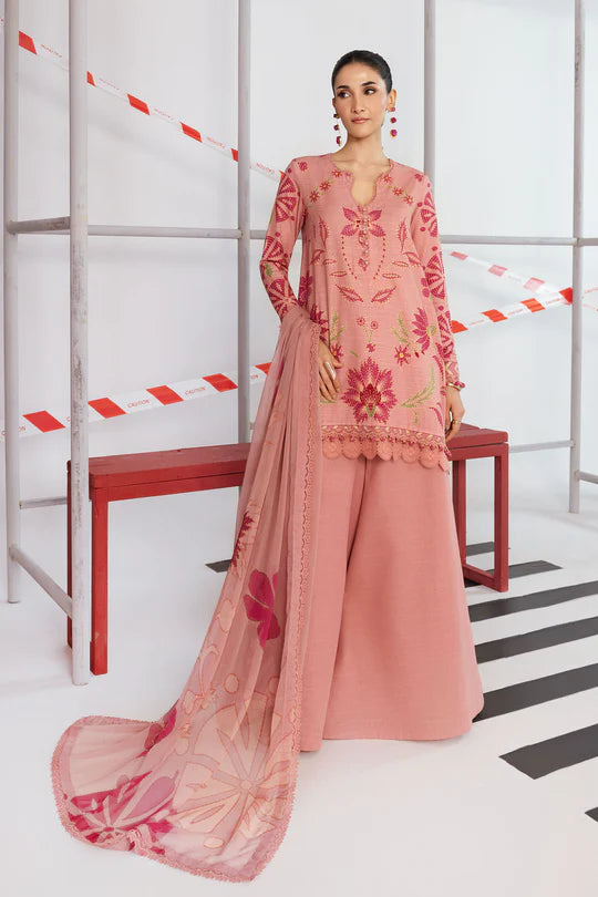 3 Pc Unstitched Printed Slub Khaddar Suit