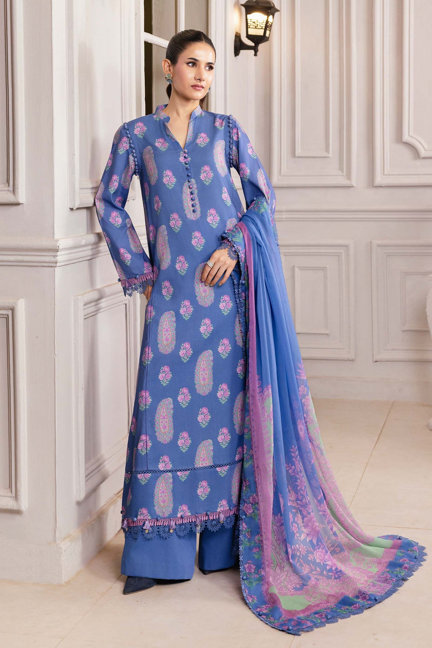 3 Pc Unstitched Printed Linen Suit