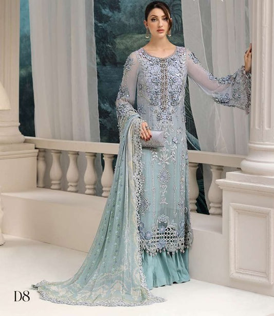 3 Piece Unstitched Embroidered Chiffon Suit | MPC-25-108