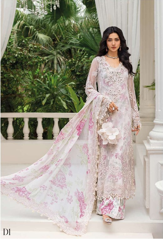 3 Piece Unstitched Embroidered Chiffon Suit | MPC-25-101