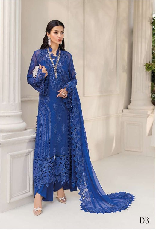 3 Piece Unstitched Embroidered Chiffon Suit | MPC-25-103