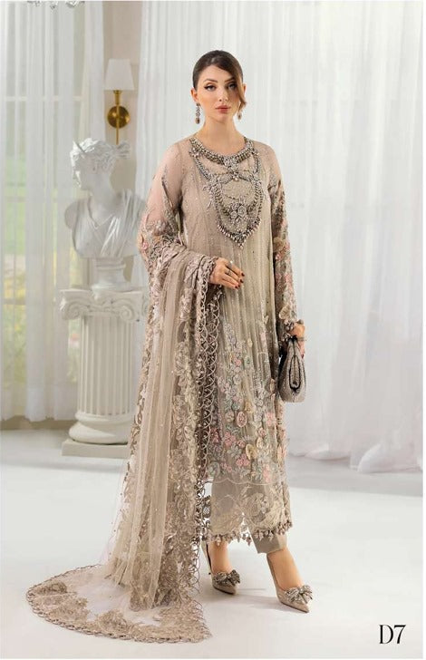 3 Piece Unstitched Embroidered Chiffon Suit | MPC-25-107