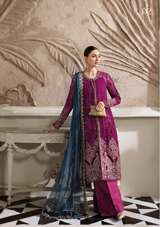 3 Piece Unstitched Embroidered Chiffon Suit | MPC-25-102